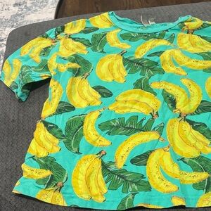 ASOS Turquoise Banana Print Crop Top